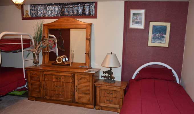 Guest room with bunk and single bed
